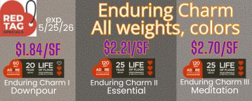 Red Tag specials at Karen's Carpetmax of Flint, MI - Enduring charm carpet all weights and colors as low as $1.00/sf huge savings discount