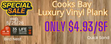 special sale on LVT at Karen's Carpetmax of flint - cooks bay luxury vinyl plank bird nest quicksand 