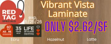 Vibrant Vista Laminate on sale red tag special at Karen's Carpetmax ecru hazelnut latte mohawk